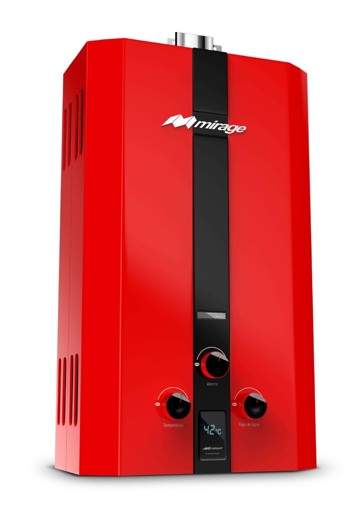 Calentador de agua instantáneo FLUX 10L Rojo en LP marca Mirage MBF10BB